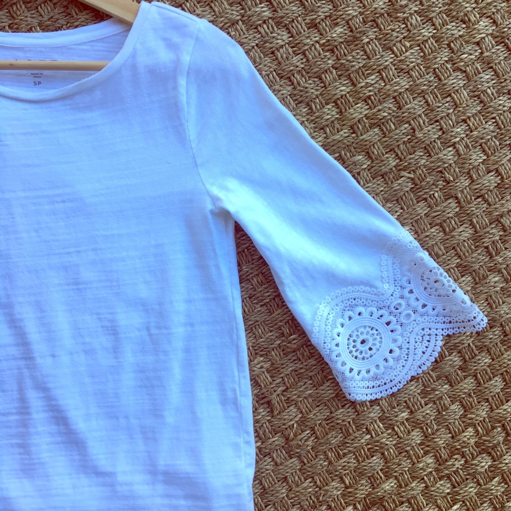 Loft • white lace 3/4 sleeve shirt
